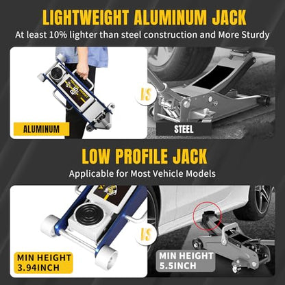 2.5 Ton Floor Jack Aluminum and Steel Racing Car Jack (Blue / 2.5T low profile dual pump)