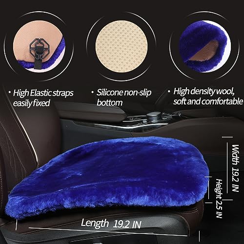 Genuine Sheepskin Car Seat Cushion Seat Covers for Cars Trucks SUV Comfort Seat Protector Pad for Car Driver Seat Car Accessories for Women Office Chair Car Decor (Blue / Front Seat Cushion-1 Pc)