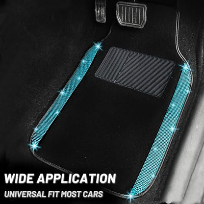 Aquamrine Bling Car Floor Mats Full Set (Aquamarine Diamond / Car Floor Mats (4 Pieces))