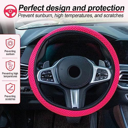 Elastic Stretch Steering Wheel Cover (Rose Red)