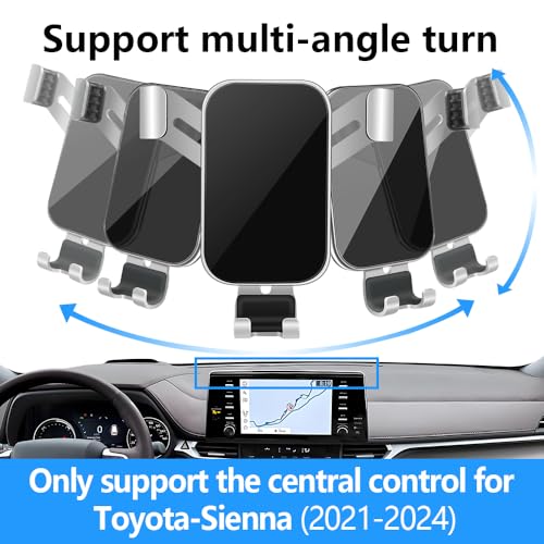 Car Phone Holder for Toyota Sienna 2021 2022 2023 2024 Auto Interior Accessories Best Cell Phones Mount Cellphone Mobile Cradle Charging Navigation GPS Bracket Screen Stand Vehicle Accessory (for Toyota Sienna 2021-2024)