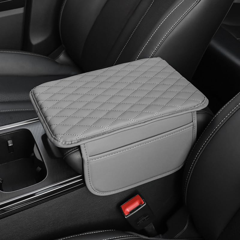 Memory Cotton Leather Car Armrest Box Pad (Grey)