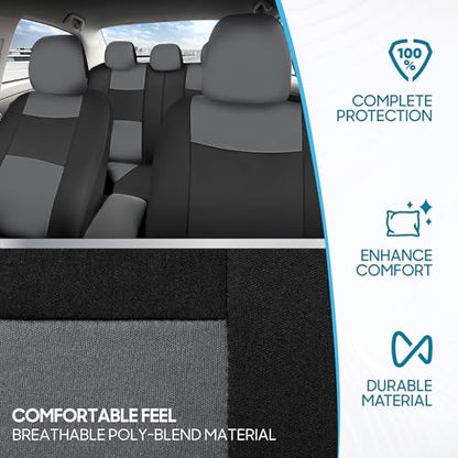 PolyPro Car Seat Covers Full Set in Gray on Black (Gray)