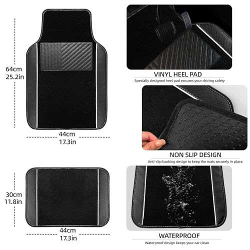 10 Pcs Car Floor Mats Full Set Car Accessories (Car Floor Mats Set / White Line)