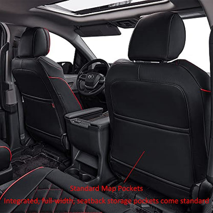 Sienna Seat Covers for 2021 (Leather(Black with Red Piping) / 2021-2026,2nd Row Captian Chair(Without Legrest))