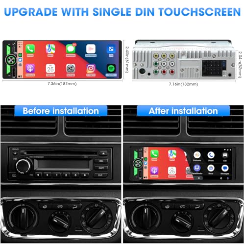 Wireless Single Din CarPlay Stereo