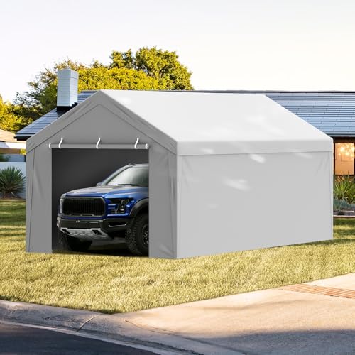 Carport Replacement Canopy Cover Top + Side Wall 10 x 20 ft (Gray / 10x20ft)