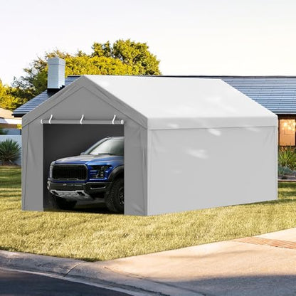 Carport Replacement Canopy Cover Top + Side Wall 10 x 20 ft (Gray / 10x20ft)