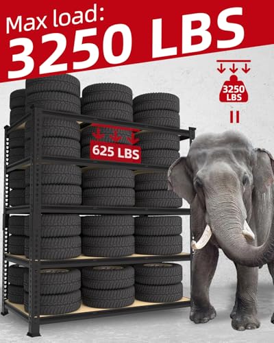3250 LBS Heavy Duty Garage Storage Shelves Adjustable Shelf (48" W x 24" D x 72" H)
