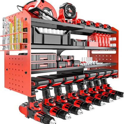 Power Tool Organizer Wall Mount (Red / 1PC 8 Drills Holder)