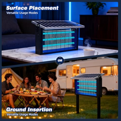 Heavy Duty Solar Bug Zapper for 8000 sq.ft with 30W Solar Panel (30W for 8000 sq.ft)