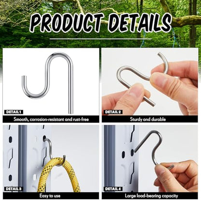 10 Pcs 10 Pcs Long Shed Hooks Without Drilling Wall Mounted Hanger (Stainless Steel)