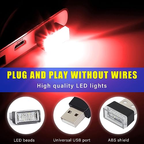 4 PCS USB LED Car Interior Atmosphere Lamp (Red & Blue)