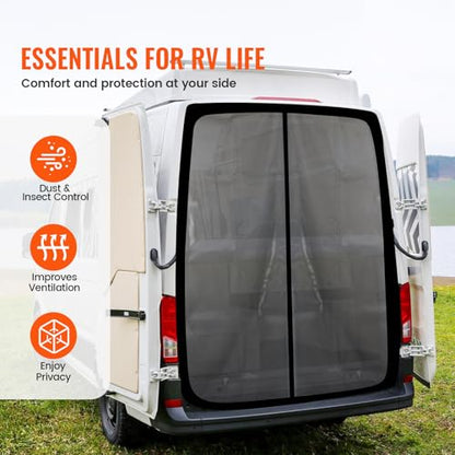 65''H x 65''W Van Bug Screen Universal Size Rear Door Window Covers with Magnetic Closure Car Window Screens for Camping Fits Standard Roof Mercedes Sprinter Ford Transit and RAM Promaster (Rear Door,65''(H) x 65''(W))