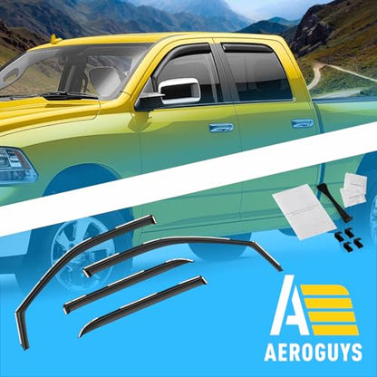 Extra Durable Window Deflectors in (For Dodge RAM 09-18 Crew Cab)
