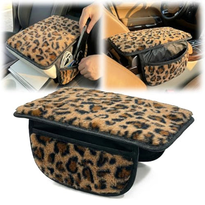 Plush Fuzzy Car Center Console Cover with Side Pockets