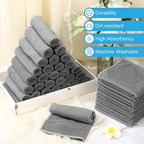 100 Pack 12'' x 12'' Microfiber Cleaning Cloths Reusable Cleaning Rags Bulk Microfiber Towels Softer Highly Absorbent Washcloths for House Kitchen Car Window (Gray)