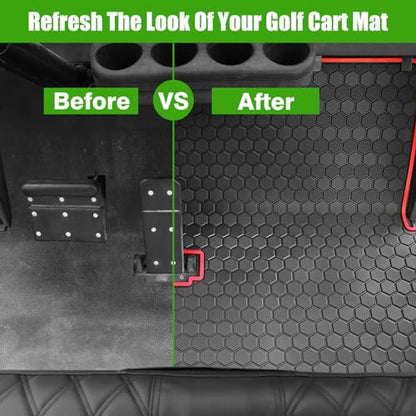 EZGO TXT Golf Cart Full Coverage Floor Liner Mat (Black Red)