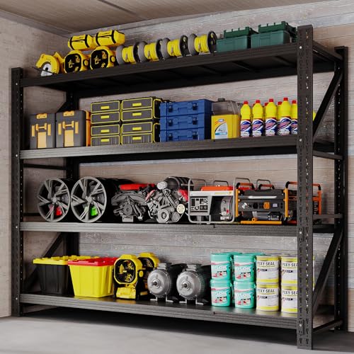 78.8" W Heavy Duty Garage Shelves 7000lbs Garage Metal Shelving Adjustable Storage Shelves for Industrial (Black / 78.8" W X 24" D X 78.8" H)