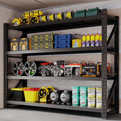 78.8" W Heavy Duty Garage Shelves 7000lbs Garage Metal Shelving Adjustable Storage Shelves for Industrial (Black / 78.8" W X 24" D X 78.8" H)