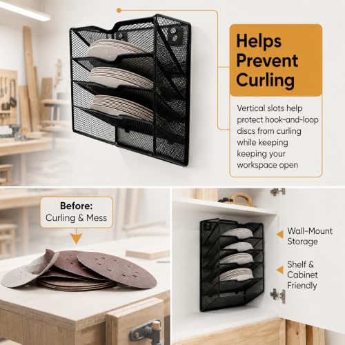 Sandpaper Organizer for 5 & 6 Inch Sanding Discs (Black)