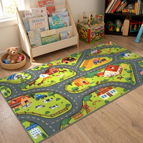 Car Rug Play Mat (3'3" x 6'7" / Green Farm)