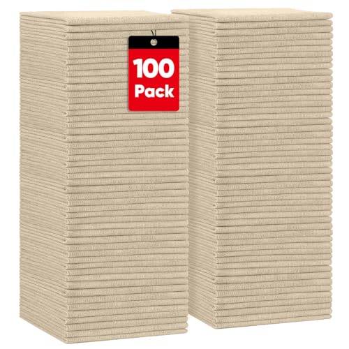 Microfiber Cleaning Cloth 100PK (Brown / 11.5 x 11.5 Inch)