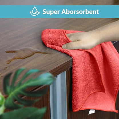 100PK Microfiber Cleaning Cloth (Red)