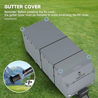 RV Cover 9 Layers Heavy Duty RV & Trailer Cover (Travel Trailer Cover(Grey) / Fits 22-24FT)