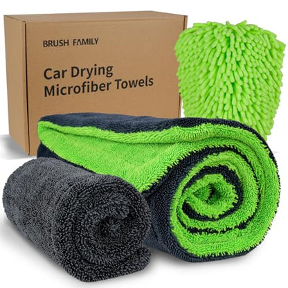 3 Pack Car Microfiber Towels with Car Wash Mitt