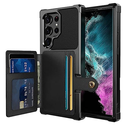 for Samsung Galaxy S23 Ultra Case with Card Holder (Black / Samsung Galaxy S23 Ultra)