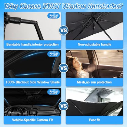Windshield Sun Shade Umbrella for Honda Civic 2016 2017 2018 2019 2020 2021 Rear Window Shades 100% UV Protection and Blackout Privacy 5PCS Car Window Covers Accessories (5-Piece Set | Fits Honda Civic 2016-2021)