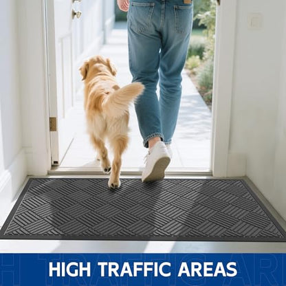 Durable Indoor Outdoor Door Mat (2' x 6' (Rectangular) / Gray-diamond)