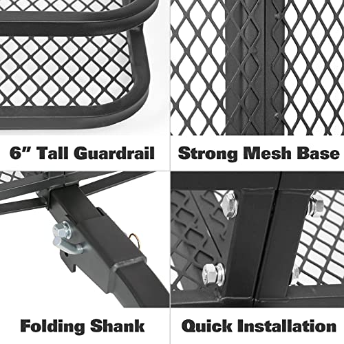 Folding Hitch Mount Cargo Carrier Basket 60" X 20" X 6"+ Waterproof Cargo Bag (60" x 20" x 6")