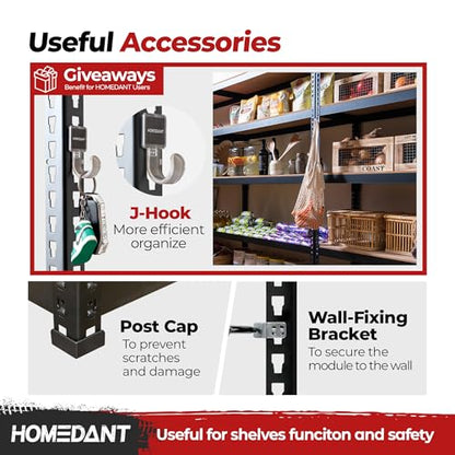47.7" W 5 Tier Heavy Duty Garage Shelving Adjustable Metal Rack Storage Shelves Standing Shelf Unit Organizers Industrial Warehouse Basement Black 2Pack (Black / 47.7"W x 18.2"D)