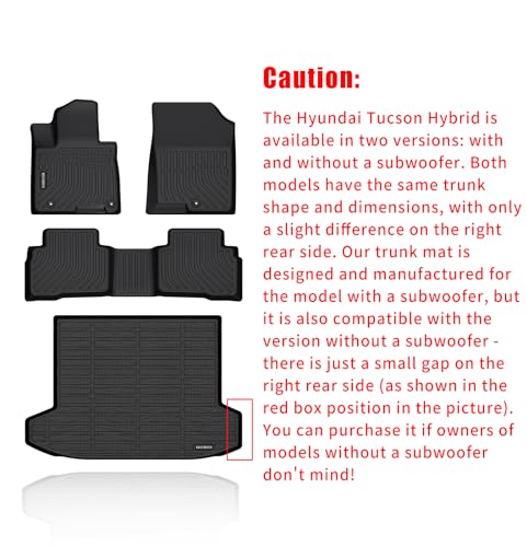 Floor Mats & Cargo Liner for 2026 2025 2024 2023 2022 Hyundai Tucson Hybrid