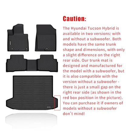 Floor Mats & Cargo Liner for 2026 2025 2024 2023 2022 Hyundai Tucson Hybrid