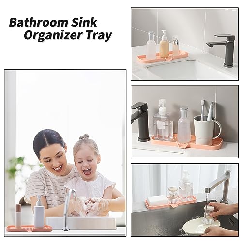Silicone Soap Dish with Drain Spout (Pink / L(12"×4"))