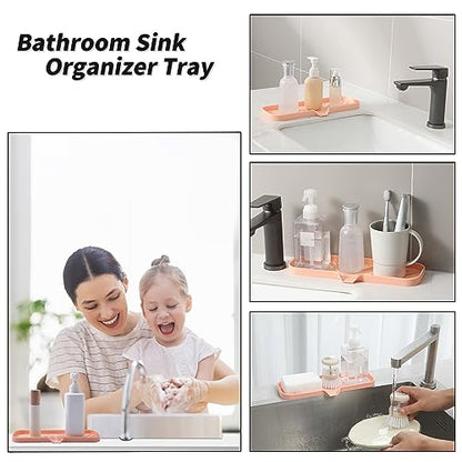 Silicone Soap Dish with Drain Spout (Pink / L(12"×4"))
