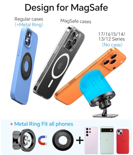 for Magsafe Car Mount【Strong Magnets】Magnetic Phone Holder for Car Phone Holder Mount Dash Mounted Holders Phone Holders for Your Car Accessories for Women Men for iPhone 17 Pro Max 16 15 14 (Black)