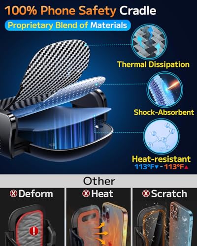 Car Phone Holder Mount Phone Mount for Car Windshield Dashboard Air Vent Universal Hands Free Automobile Cell Phone Holder Fit for iPhone Smartphone Camera Mounts (Carbon fiber)