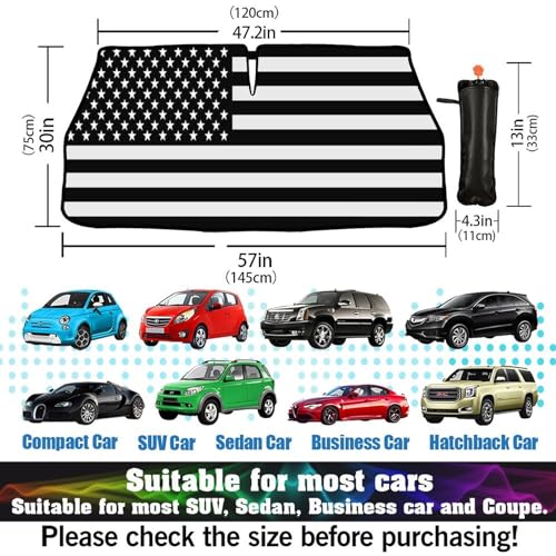 American Flag Car Windshield Sun Shade Umbrella Sunshade Block UV Rays Sun Visor Protector Auto Windshield Sunshade to Keep Vehicle Cool for Cars Trucks & Suvs 57 X 30 in (57'' X 30'' / style-AB2)