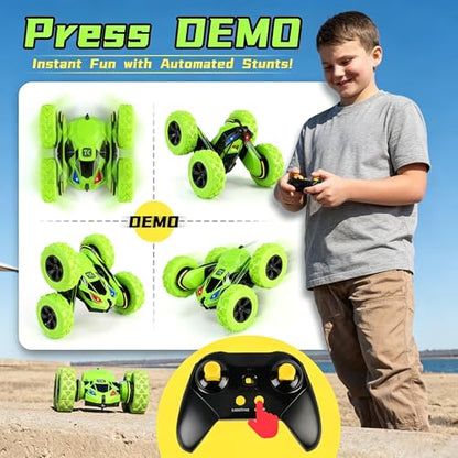 Remote Control Flip Stunt Car Double Sided Driving Toys Gifts (Green)