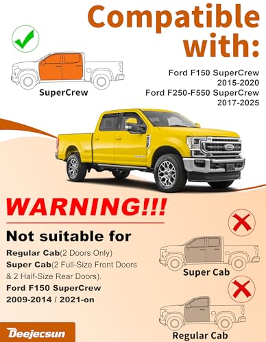 Window Visors Rain Guards for Ford F150 15 (2015-2020 Ford F150 SuperCrew/2017-2026 F250-F550)