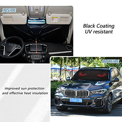 Scary Evil Red Eyes Windshield Sun Shade Umbrella Foldable Car Front Window Sunshade Blocks UV Rays Heat Keep Vehicle Cool (multi 7)