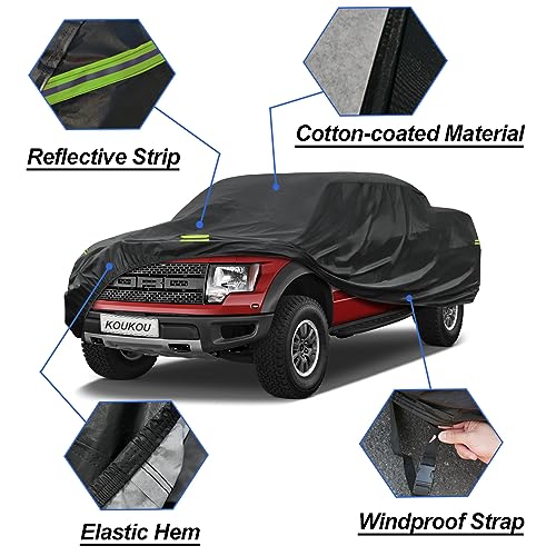 Waterproof Pickup Truck Cover All Weather (Truck M up to 210", Max Cab Length 150" / black)