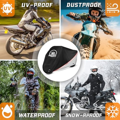 Motorcycle Cover Waterproof for Touring Models (XXL-104 inch / Silver)