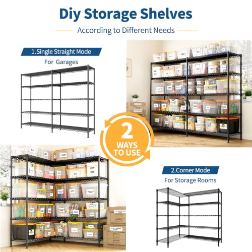 70" W Storage Shelves (Black-70" W*15.8" D*72.4" H)