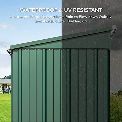 5x3 FT Outdoor Shed (Green / 5' x 3' FT/Sloped-roof)