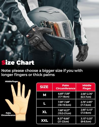 Motorcycle Gloves for Men (Red / X-Large)